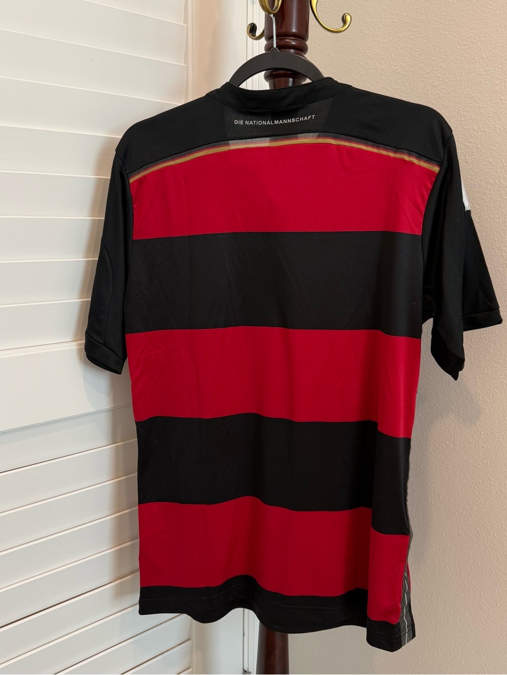 adidas Men’s Black & Red Striped Football Jersey - Picture 2 of 5